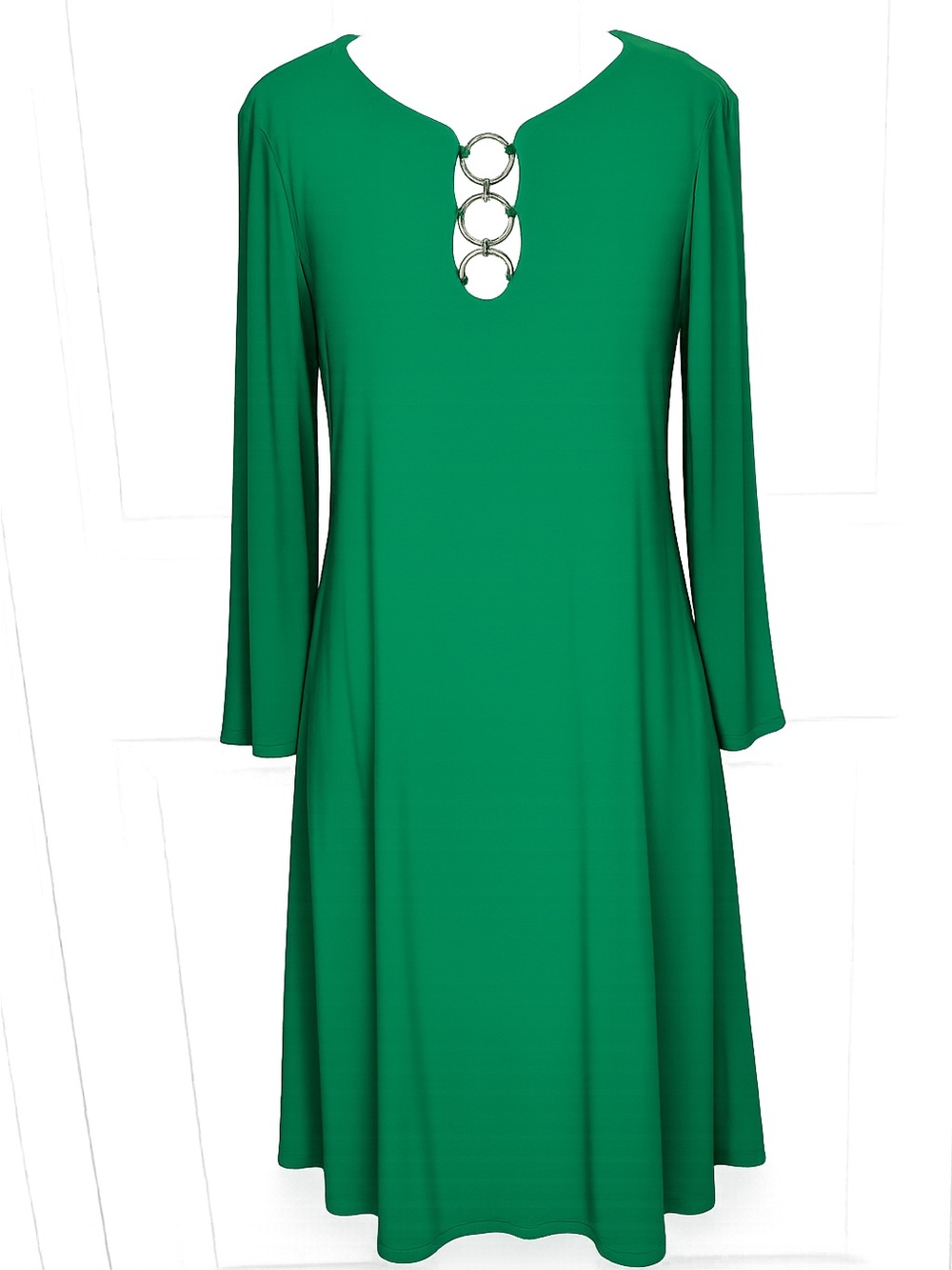 MSK‎ Women’s Green Long Sleeve Ring Detail Midi Dress Size M